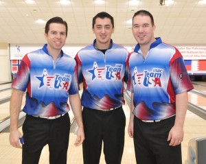 Mike Fagan, Marshall Kent and Sean Rash of USA clinching third sport in Doubles squad 2 for fourth overall